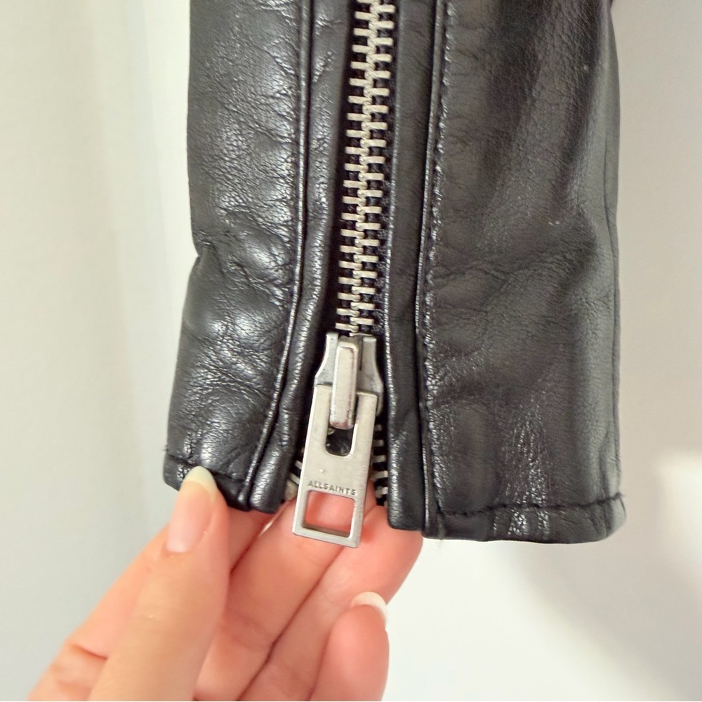 ALL SAINTS BLACK BALFERN LEATHER BIKER JACKET - EUC! - Picture 11 of 13